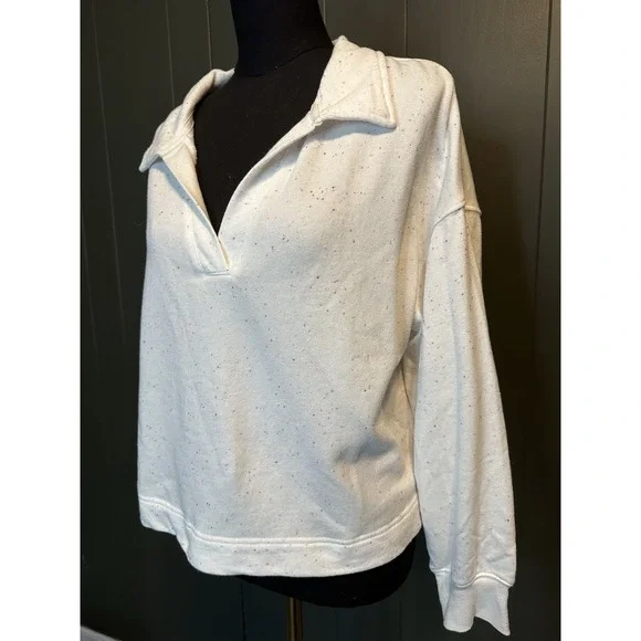 Colsie Cozy Colorful Speckled Lightweight Cropped Pullover Sweater White L Large - Picture 2 of 9